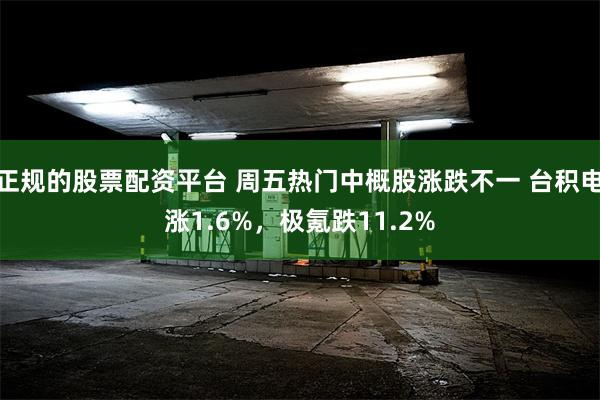 正规的股票配资平台 周五热门中概股涨跌不一 台积电涨1.6%，极氪跌11.2%