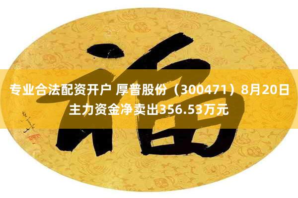 专业合法配资开户 厚普股份（300471）8月20日主力资金净卖出356.53万元