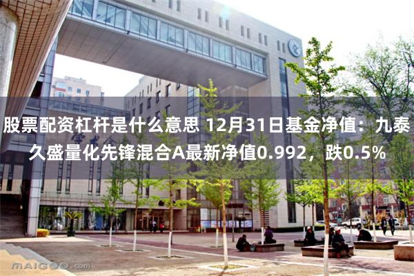 股票配资杠杆是什么意思 12月31日基金净值：九泰久盛量化先锋混合A最新净值0.992，跌0.5%